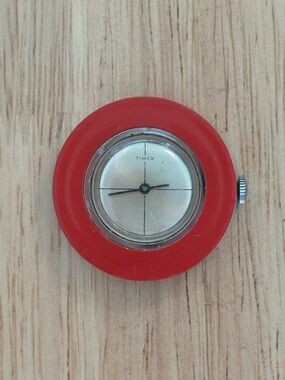 Vintage Timex Round Watch Face with Silver Dial